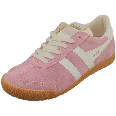 Image of Gola Elan Suede Women&#039;s Pink/White Trainers UK 5