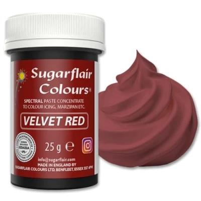 Image of Sugarflair Spectral Velvet Red Food Colouring Paste, Highly Concentrated for Buttercream, Sugar Royal Icing, Cake Decorations and More! Vibrant Colour Dye 25g
