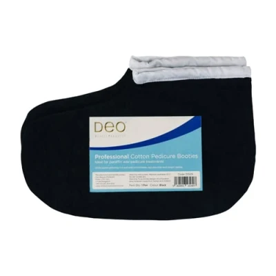 Image of Deo Paraffin Wax Manicure Pedicure Booties Treatment Cotton Black Feet D1528