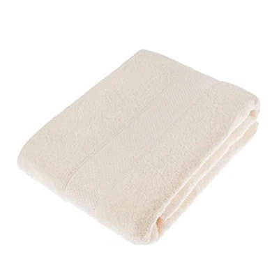 Image of HOMESCAPES Cream Turkish Cotton Bath Sheet Super Soft Thick &amp; Absorbent 500 GSM Towel Heavy Weight for everyday Luxury