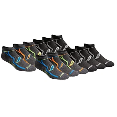 Image of Saucony Men&#039;s Rundry Bolt Performance No Show Socks, Available in M XXL (6, 18 Running, Gray (12 Pairs), Large (Pack of 12)