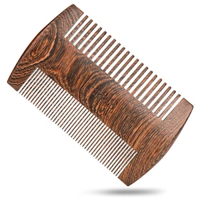 Image of H&amp;S Wooden Beard Comb Anti Static Moustache Pocket Combs for Men and Beards Grooming Fine Mustache