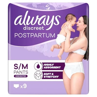 Image of Always Discreet Postpartum and Adult Incontinence Pants Size M x 9