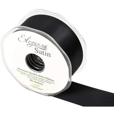 Image of Oaktree Premium Quality Ribbon, Satin, Black, 11 x 4 cm