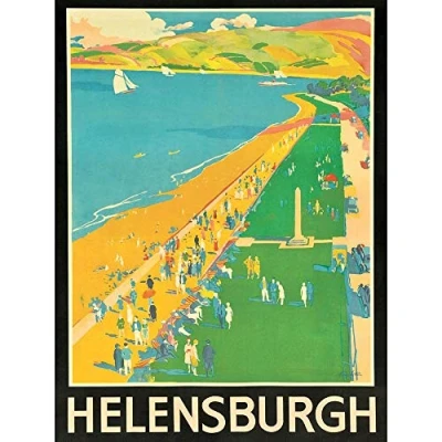Image of Wee Blue Coo Advert Lner Helensburgh Scotland Beach Coast Clyde Art Print Poster Wall Decor 12X16 Inch