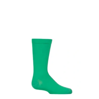Image of Boys and Girls 1 Pair SOCKSHOP Plain Striped Bamboo Socks with Comfort Cuff Smooth Toe Seams Green 9 12