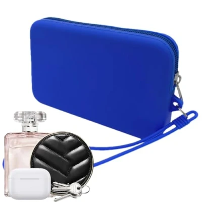 Image of Decorhome Coin Pouch for Women Large Capacity Mens Zippered Purse Change Silicone with Rope Home Travel Outing