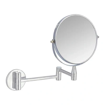 Image of Amazon Basics Wall Mount Dressing Table Mirror 1X/5X Magnification, Round, Chrome, 15.2&quot; L x 1.18&quot; W