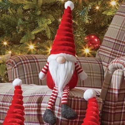 Image of Marco Paul Christmas 44cm Red Sitting Gonk Super Furry Fabric Nordic Soft Plush Festive Indoor Ornaments Xmas Home Decoration Winter Santa Figure Ideal Decorations