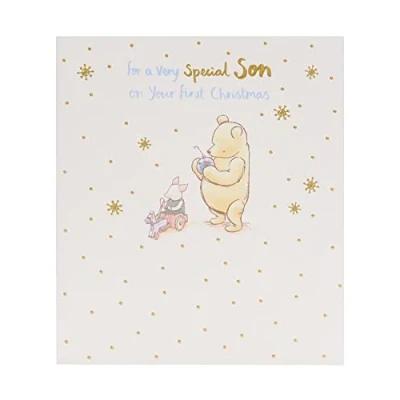Image of Winnie The Pooh Bear Special Son&#039;s 1st Christmas Card Xmas Greeting Cards