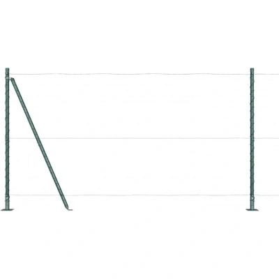 Image of vidaXL Fence Posts with Base Plates 52 pcs Ø32mm 68,5cm Galvanised Steel