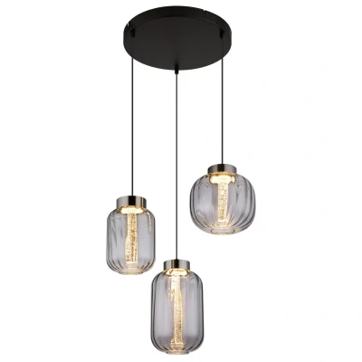 Image of Fluoro Cluster Pendant Ceiling Light Matt Black 3x LED 3000K