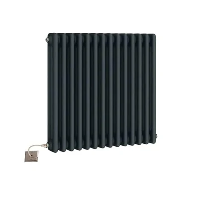 Image of Manissa Electric 3 Column Anthracite Traditional 600h x 605w Radiator with PTC Element Old Cast Iron Type School