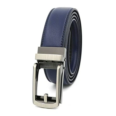 Image of ausuky Leather Mens Ratchet Belt Adjustable Automatic Buckle Comfort Belts (blue,125cm)