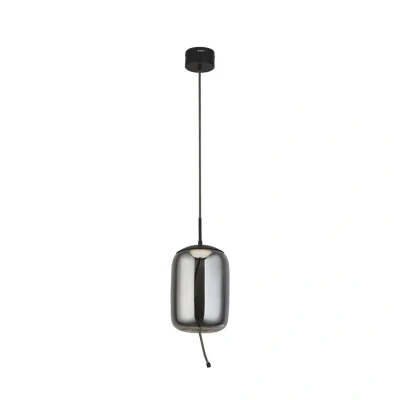 Image of Lisbon 1 Light LED Pendant,Black And Smoked Glass 2700K