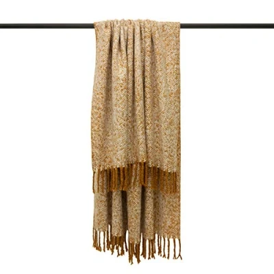 Image of Furn Weaver Herringbone Throw Acrylic Gold 130cm x 180cm, Acrylic, Gold, 180cm (51&quot; 71&quot; inches)