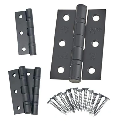 Image of Door Hinges 3 Inch / 76mm Ball Bearing 2 Pair Pack [4 &amp; Screws] Black