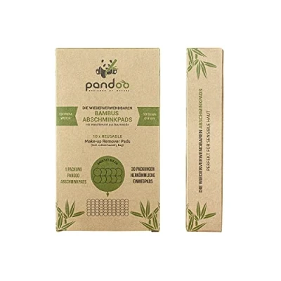 Image of pandoo Reusable Bamboo and Cotton Makeup Pads (10 Pack) Washable Remover Eco Friendly Gift with Laundry Bag Extremely Soft, Perfect for Facial Cleansing Baby Wipes