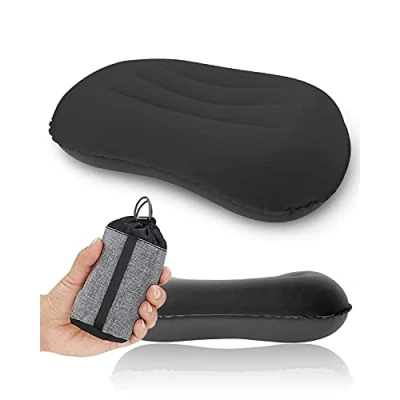 Image of YUANYU Ultralight Camping Pillow, Compressible, Compact, Comfortable, Ergonomic Inflatable with Storage Bag, for Neck &amp; Lumbar Support Hiking, Camping, Traveling, Black Small 44*28*11cm
