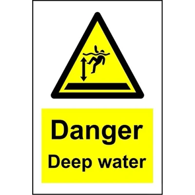 Image of Danger deep water safety sign 3mm Aluminium 400mm x 300mm