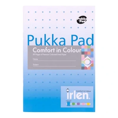Image of Pukka Pad Irlen A5 Exercise Book Pack of 5 Staple Bound Notebooks with 80 Pages, 40 Sheets 80GSM Paper Designed Guidance from the Institute to Help Visual Processing Turquoise