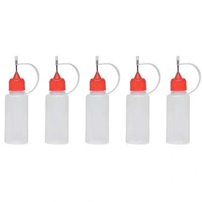 Image of 5 x 10ml Needle Tip Bottle Squeezable Liquid Dropper E (Red)