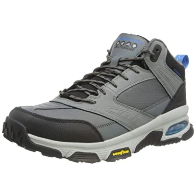 Image of Skechers Men&#039;s 237215 Char Sneaker, Charcoal Leather/Mesh/Trim, 8 UK