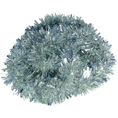 Image of SHATCHI 1.8m/6Ft Silver Luxury Deluxe Chunky Christmas Tinsel Garland Xmas Tree Decorations