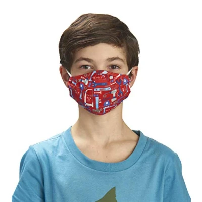 Image of Hatley Unisex Kid&#039;s Double Layer Face Mask with Ear Elastic, Mr. Fix It, 1 Count (Pack of 1)