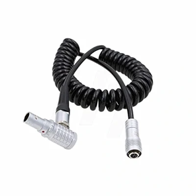Image of HangTon BM5 BM7 HH7 HS7T Monitor 4 Pin Coiled Power Cable for ARRI Alexa and Z CAM E2 F6 Camera to PortKeys (Elbow 2 pin)