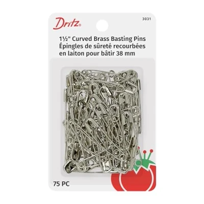 Image of Dritz 3031 Quilting Brass Curved Basting Pins, Size Two, Multicolor, 2