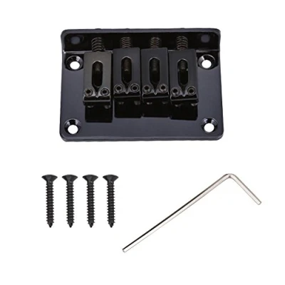 Image of 4 string Guitar Bridge, Durable Bridge Replacement Parts for Cigarbox Electric Guitars Bass Ukulele (Black) Accessories
