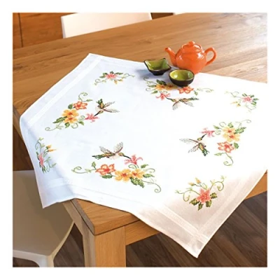 Image of Vervaco Embroidery: Tablecloth: Hummingbird, 100% Cotton, Multi Colour, 40 x 2 20 cm