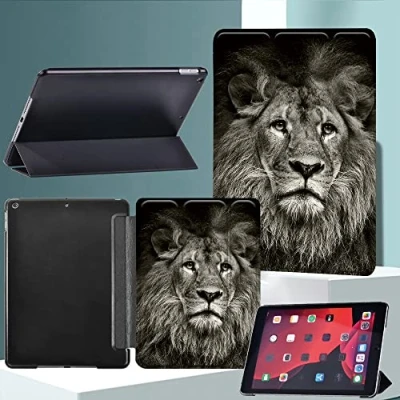 Image of Case For iPad 9/8/7 (10.2 Inch, 2021/2020/2019 Model, 9th/8th/7th Gen) Leather Multi Function Stand Cover With Auto Sleep Wake Air 3rd gen 10.5 (2019), Pro (2017) (Lion 1)