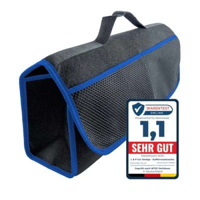 Image of Car Boot Organiser Bag made of durable Felt Tool Storage with Hook &amp; Loop Fastener L&amp;P A0117 1 (black blue)