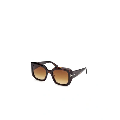 Image of TOM FORD Woman FT1220 CARLA 02 52F Sunglasses Acetate Havana Brown Squared Normal Shaded