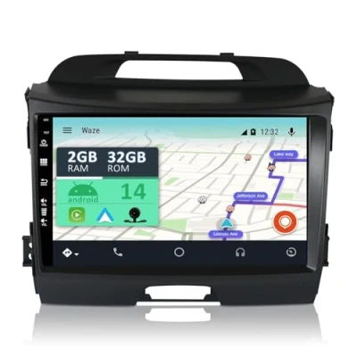 Image of YUNTX Android 10 2 Din Car Radio Fit for Kia Sportage (2010 2015) 9 Inch 2G+32G Free Camera GPS Support DAB/ Steering Wheel Control/WiFi/Bluetooth/CarPlay/4G/Mirrorlink/USB
