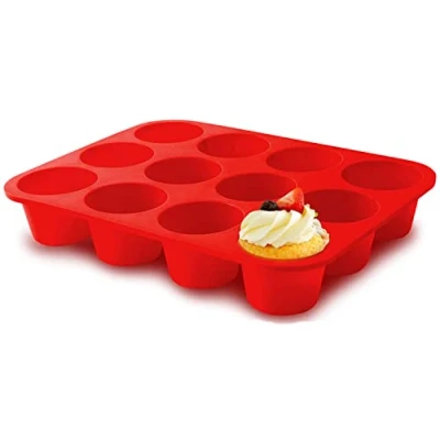 Image of WARESHARK 12x Large Muffin Cupcake Yorkshire Pudding Silicone Bakeware Baking Mould Tray Non Stick