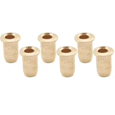 Image of Musiclily Pro 4mm Steel Top Mounting String Ferrules for Electric Guitar, Gold (Set of 6)