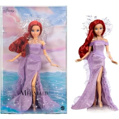 Image of Mattel Disney Collector Ariel The Little Mermaid Doll with Display Stand, Inspired by Movie 35th Anniversary