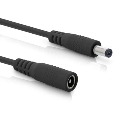 Image of InLine DC Extension Cable, Universal Power Supply Cable for LED Strips, Security Cameras, Printers, Routers, Switches and much more, Male/Female 5.5 x 2.1 mm, Black, 1 m