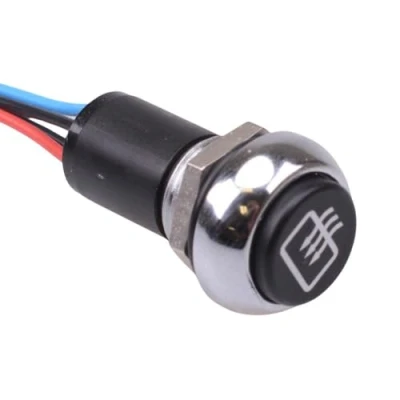 Image of Heated Rear Windscreen illuminated Automotive Momentary 12mm Push Button Switch SPST IP67