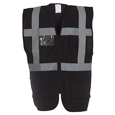 Image of Yoko Hi Vis Premium Executive/Manager Waistcoat / Jacket (XL) (Black)