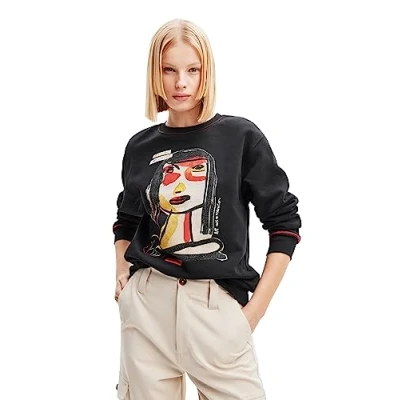 Image of Desigual Women&#039;s Sweat_maca4 Sweater, Black, M