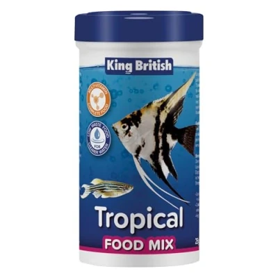 Image of King British Tropical Food Mix, 25g For all Fish Multi Vitamin Complete Low Waste Formula Helps Maintain a Healthy Immune System