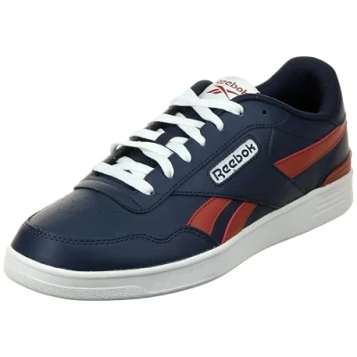 Image of Reebok Unisex Court Advance Clip Tennis Shoes, Navy/Brickred/Chalk, 7.5 UK