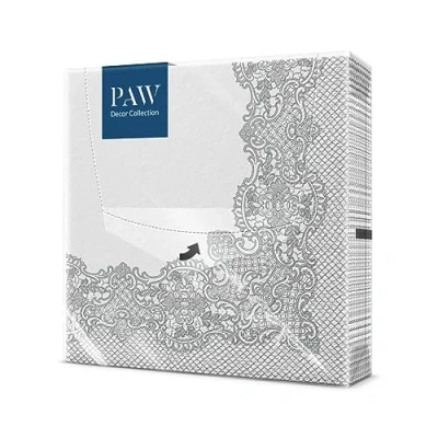 Image of PAW Napkins 3 Ply (33 x 33 cm) i 20 Pieces Perfect for Communion, Wedding, Confirmation and Celebrations Paper Colorful Special Occasions, Ornaments, Silver Royal lace