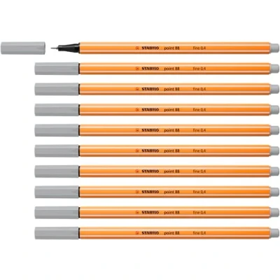 Image of Fineliner STABILO point 88 Pack of 10 Light Grey