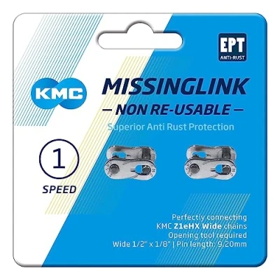 Image of KMC Unisex&#039;s Z1eHX EPT Missing Links, Dark Silver, Wide (1/8&quot;)