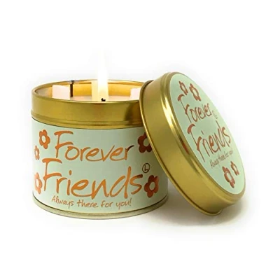 Image of Lily Flame Forever Friends Scented Candle Tin in Pistachio Green and Gold, Emitting a Soft Sweet Scent of Special Affection Cruelty Free Vegan Friendly
